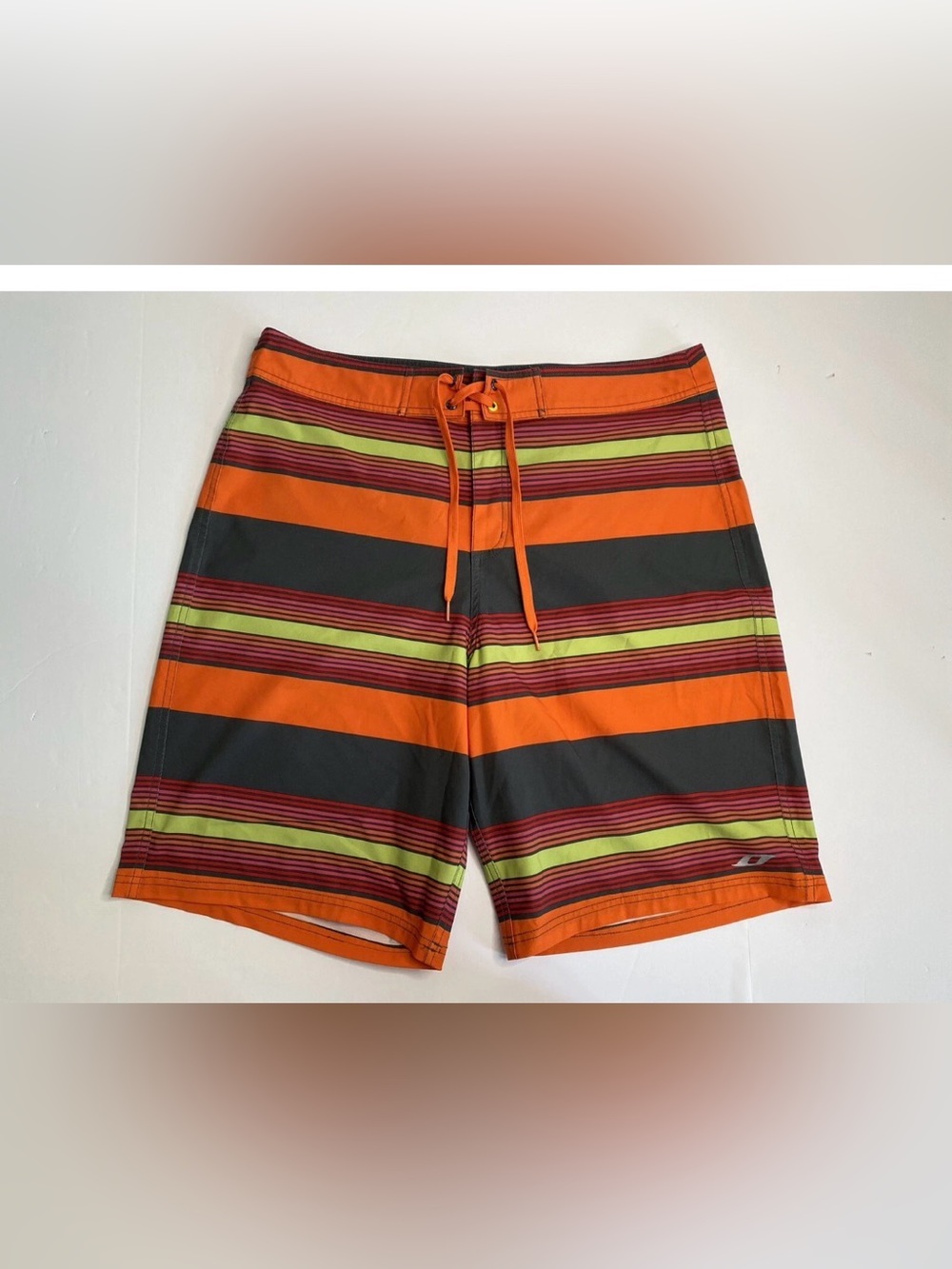 Men's Orange Striped Swim Trunks